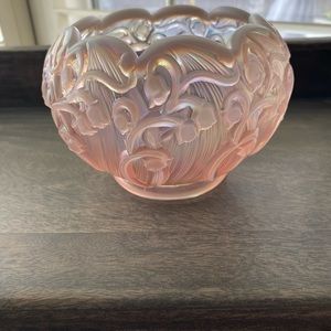 Vintage Fenton glass Pink opalescent “Lily of the valley” candy bowl